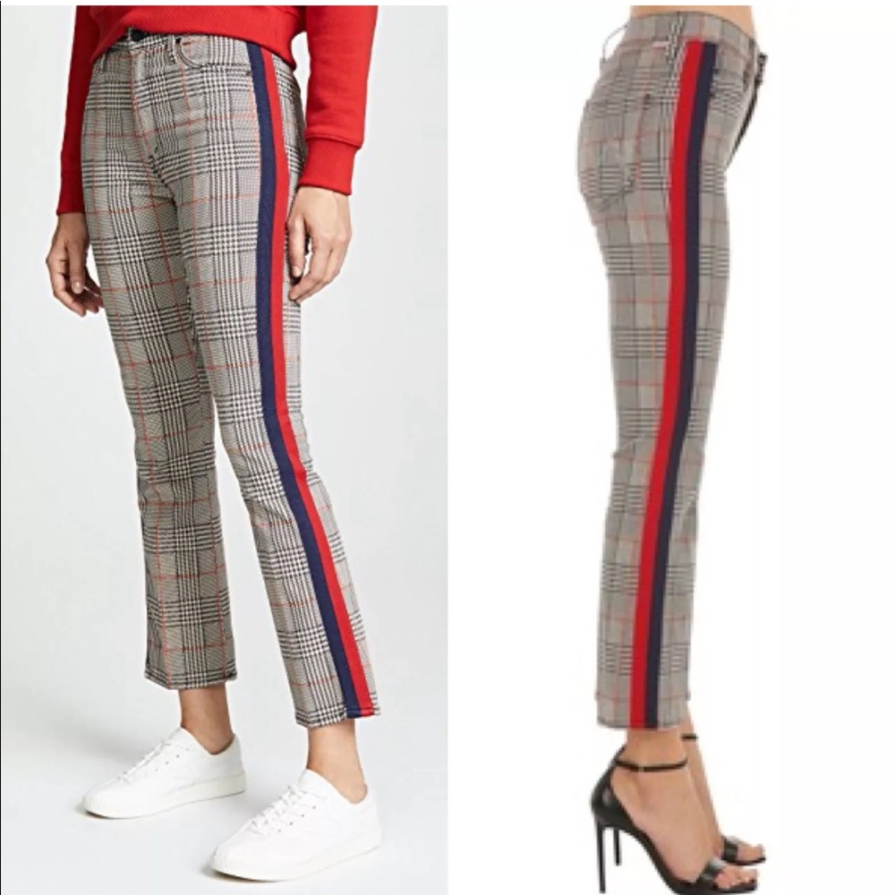 NEW $238 MOTHER PLAID PANTS 27 26 DENIM JEANS